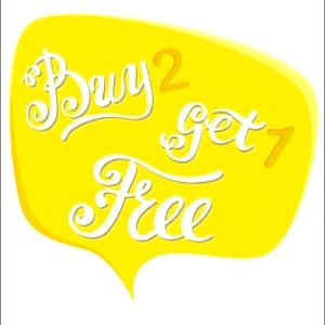 Buy two get one free equal or lesser value!!!
